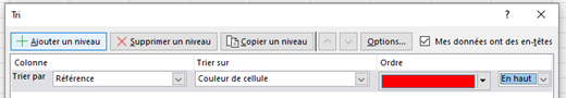 tri sur couleur