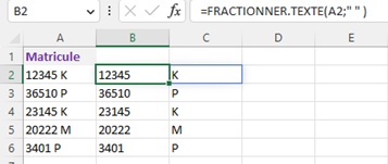 =fractionner.texte(A2;" ")