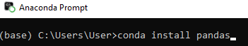 Anaconda prompt : conda install pandas