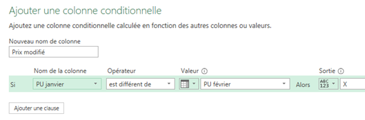 colonne conditionnelle