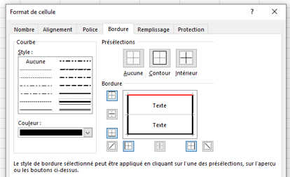 menu format de cellule